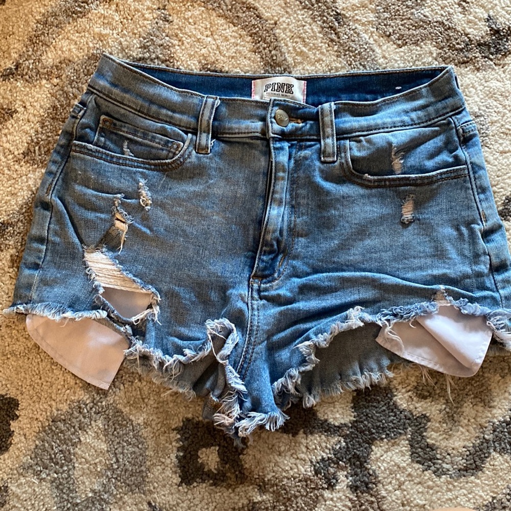 Pink jean shorts